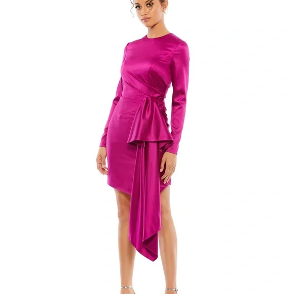 Mac Duggal | Dresses | Mac Duggal 26644 Pink Satin Long Sleeve Dress 2 |  Poshmark